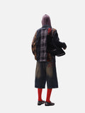 DAXUEN beige and blue gradient plaid oversized button-up shirt