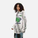DAXUEN Gradient racing graphic long sleeve t-shirt — model photo