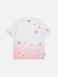 DAXUEN Gradient snowflake graphic t-shirt with dog character