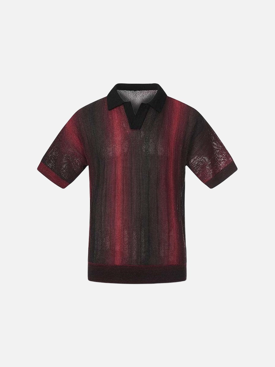 DAXUEN Gradient striped knitted polo shirt