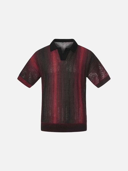 DAXUEN Gradient striped knitted polo shirt