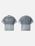 DAXUEN Gradient wash raglan cut T-shirt with embroidery
