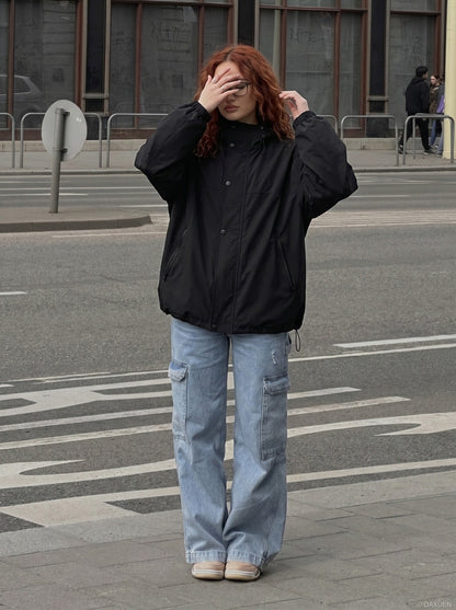 DAXUEN Light blue wide-leg denim jeans with gradient wash — model photo