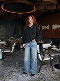 DAXUEN Light blue wide-leg denim jeans with gradient wash — model photo