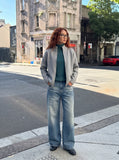 DAXUEN Light blue wide-leg denim jeans with gradient wash — model photo