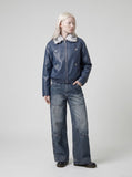 DAXUEN Gradient wide-leg denim jeans with multi-panel construction — model photo