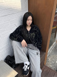 DAXUEN heather grey gradient flag patch wide-leg sweatpants — model photo