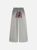 DAXUEN heather grey gradient flag patch wide-leg sweatpants