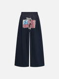DAXUEN heather grey gradient flag patch wide-leg sweatpants