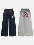 DAXUEN heather grey gradient flag patch wide-leg sweatpants