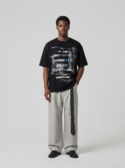 DAXUEN Oversized short-sleeved crew neck t-shirt with graphic design — model photo