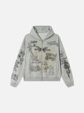 Graffiti Doodle Oversized Zip Hoodie
