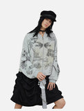 DAXUEN light grey marl oversized graffiti doodle zip hoodie