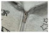 DAXUEN light grey marl oversized graffiti doodle zip hoodie