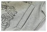 DAXUEN light grey marl oversized graffiti doodle zip hoodie