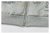 DAXUEN light grey marl oversized graffiti doodle zip hoodie
