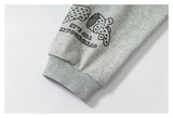 DAXUEN light grey marl oversized graffiti doodle zip hoodie