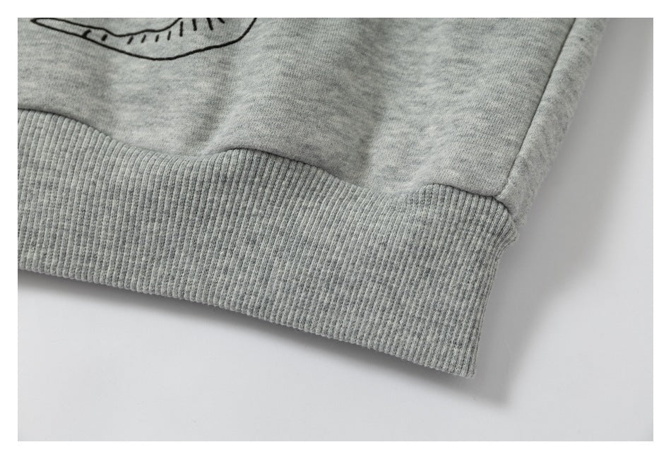 DAXUEN light grey marl oversized graffiti doodle zip hoodie