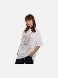 DAXUEN Oversized T-shirt with graffiti print — model photo