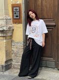 DAXUEN Oversized T-shirt with graffiti print — model photo