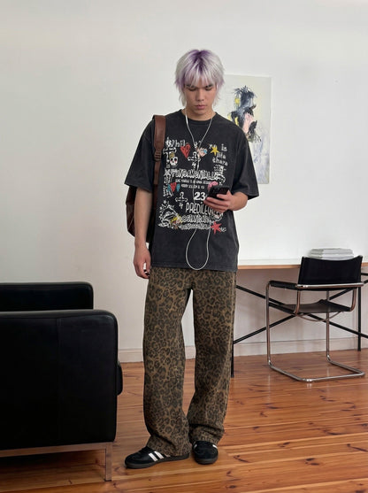 DAXUEN Oversized skull print short-sleeved T-shirt — model photo