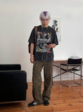 DAXUEN Oversized skull print short-sleeved T-shirt — model photo