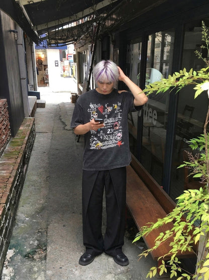 DAXUEN Oversized skull print short-sleeved T-shirt — model photo