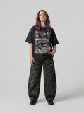 DAXUEN Oversized skull print short-sleeved T-shirt — model photo