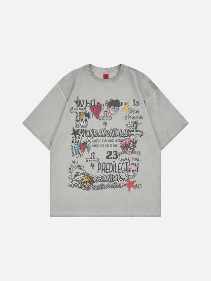 DAXUEN Oversized skull print short-sleeved T-shirt