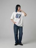 DAXUEN Oversized short-sleeve T-shirt with graphic and embroidery — model photo