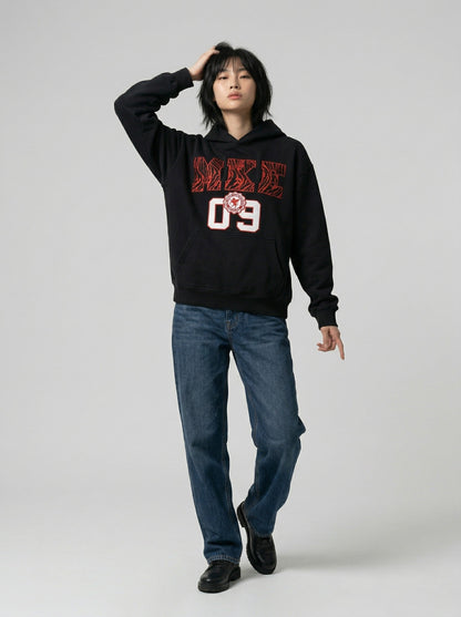 DAXUEN Pullover hoodie with graphic text and kangaroo pocket — model photo