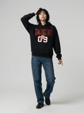 DAXUEN Pullover hoodie with graphic text and kangaroo pocket — model photo