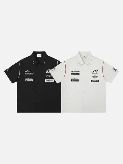 DAXUEN Short-sleeved button-up shirt with graphic prints