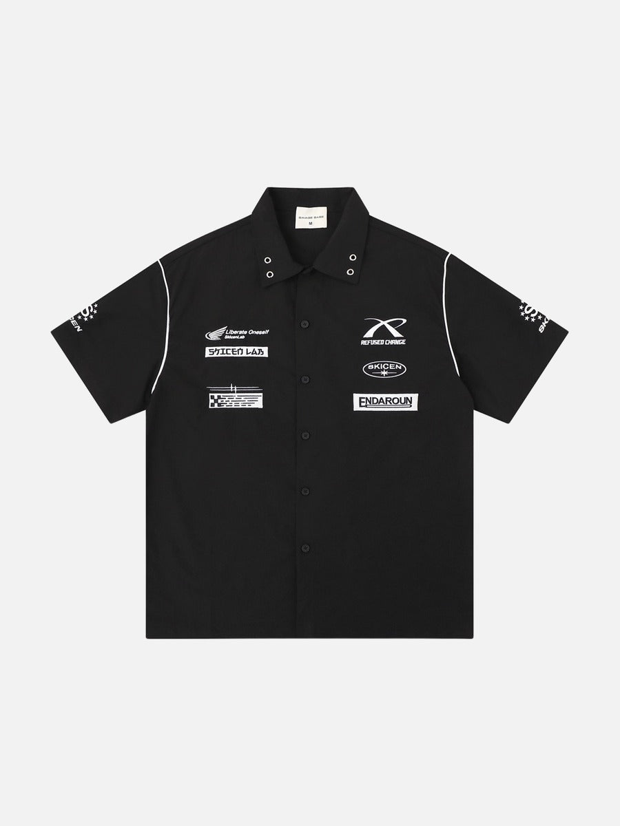 DAXUEN Short-sleeved button-up shirt with graphic prints