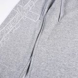 DAXUEN grey and black wide-leg sweatpants with bold cross graphic