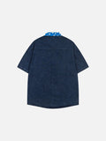 DAXUEN Short-sleeved denim shirt with embroidered graphics