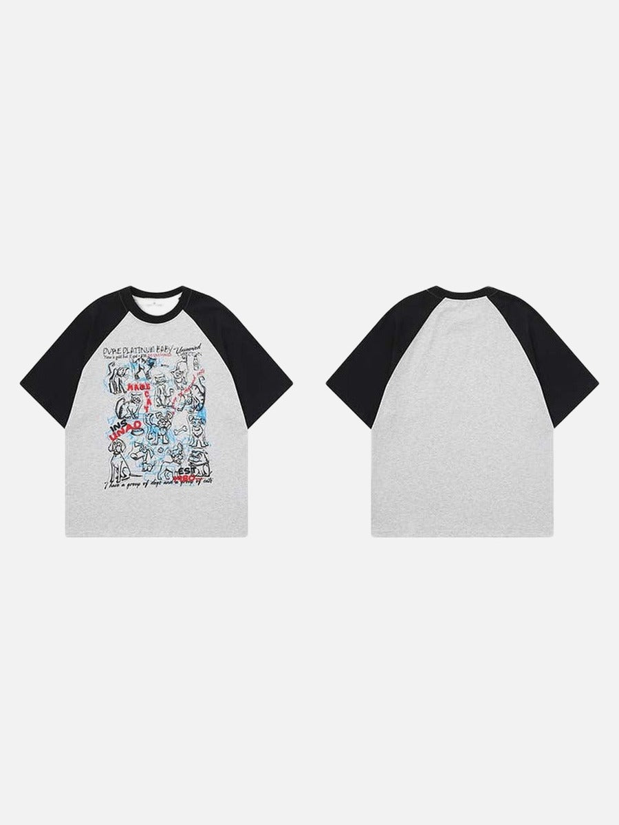 DAXUEN Graphic T-shirt with dog and cat illustrations