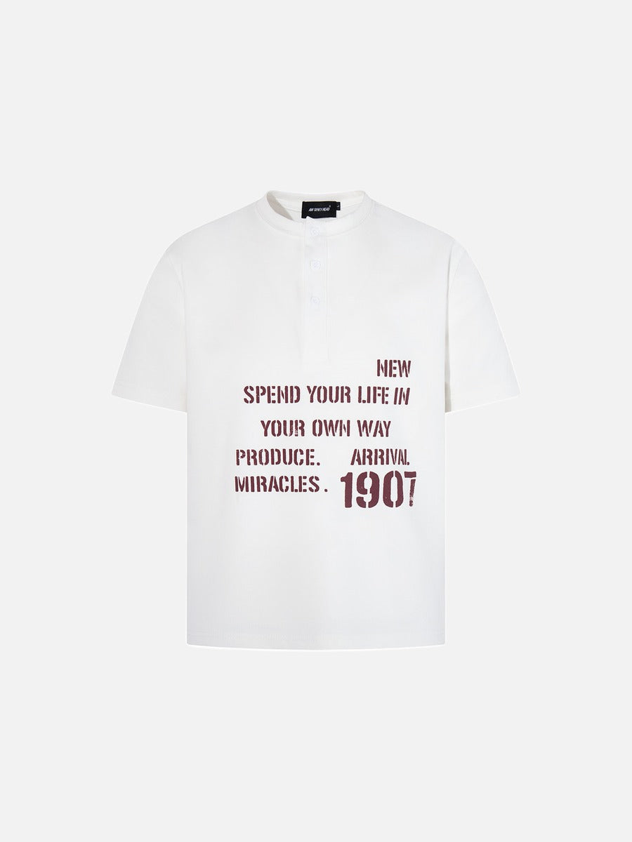 DAXUEN Short-sleeve Henley T-shirt with graphic design