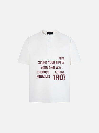 DAXUEN Short-sleeve Henley T-shirt with graphic design