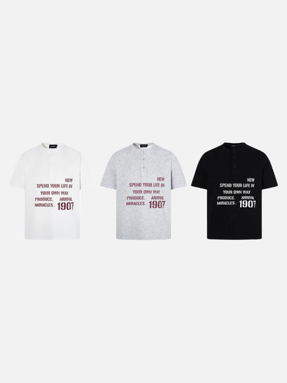 DAXUEN Short-sleeve Henley T-shirt with graphic design