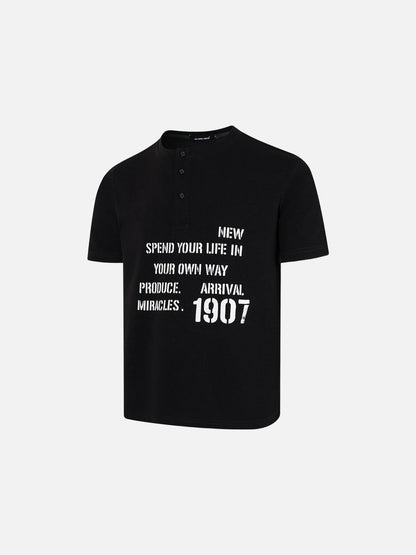 DAXUEN Short-sleeve Henley T-shirt with graphic design