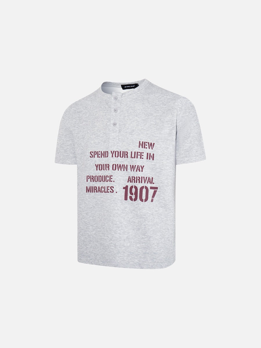 DAXUEN Short-sleeve Henley T-shirt with graphic design