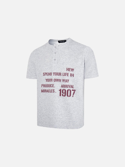 DAXUEN Short-sleeve Henley T-shirt with graphic design
