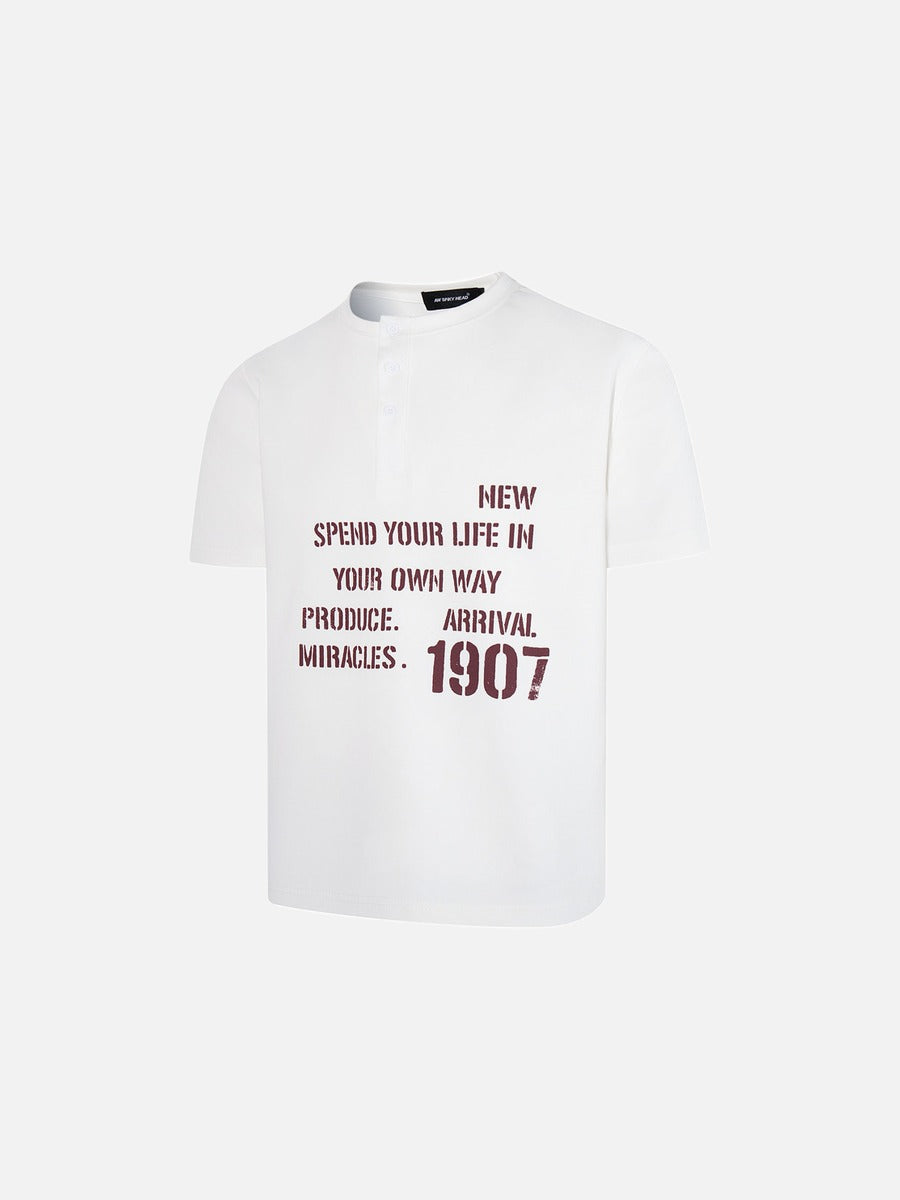 DAXUEN Short-sleeve Henley T-shirt with graphic design