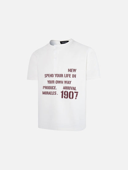 DAXUEN Short-sleeve Henley T-shirt with graphic design
