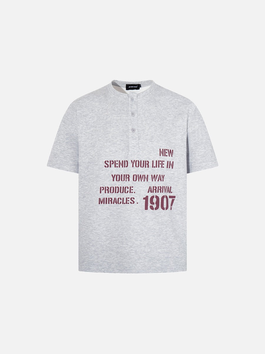 DAXUEN Short-sleeve Henley T-shirt with graphic design