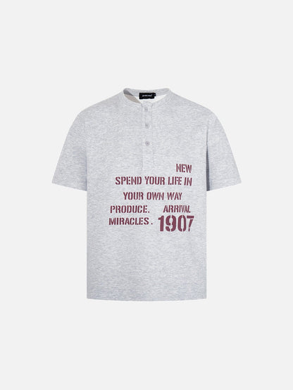 DAXUEN Short-sleeve Henley T-shirt with graphic design