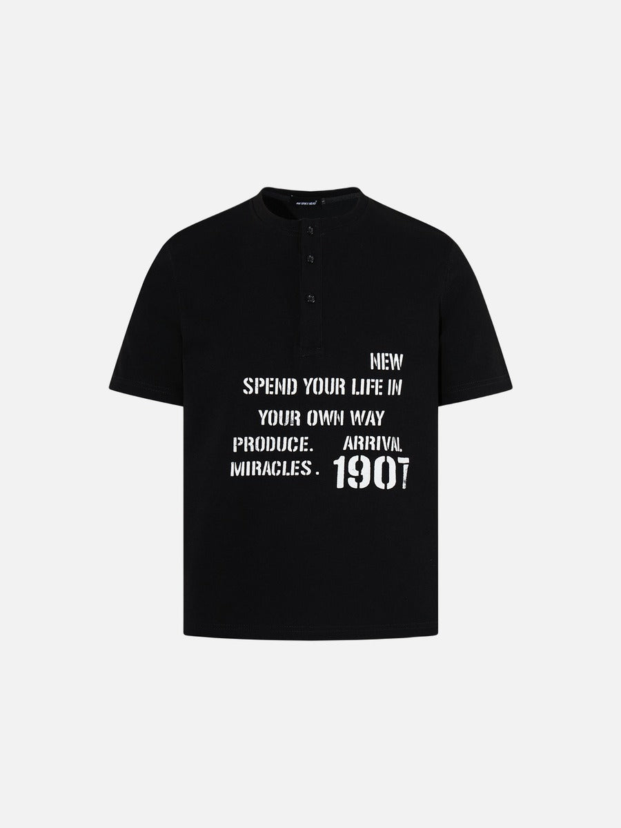 DAXUEN Short-sleeve Henley T-shirt with graphic design