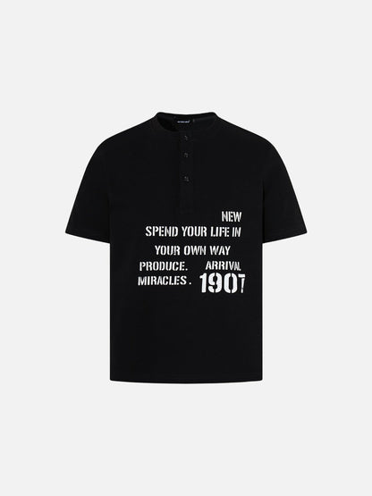 DAXUEN Short-sleeve Henley T-shirt with graphic design