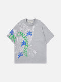 DAXUEN Graphic oversized T-shirt in white and grey marl